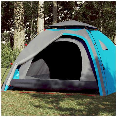 Tenda a Cupola da Campeggio 4 Persone Blu a Rilascio Rapido - Foto 1