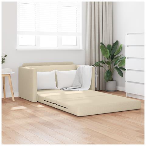 Divano Letto 2-in-1 Panna 124x71x78 cm Tessuto - Foto 2