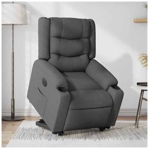 Poltrona Alzapersona Reclinabile Elettrica Grigio Scuro Tessuto - Foto 2