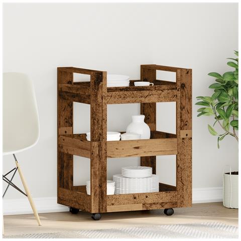 Carrello da Cucina  in Legno Vecchio 60x45x80 cm in Legno Ingegnerizzato - Foto 2
