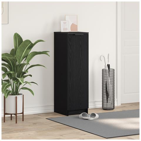 Armadio per scarpe  Nero Rovere 29,5x35x100,5 cm in Legno Ingengerizzato - Foto 2