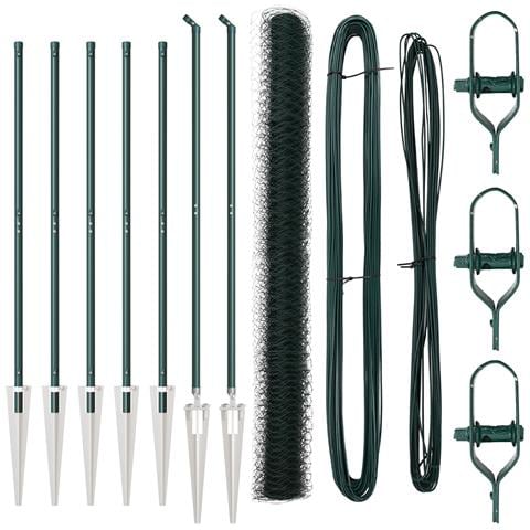 Recinzione esagonale  Verde 1.6x10 m in Acciaio, Paletti per Recinzione  con Punta 7 pz Ø32 mm 180 cm in Acciaio Zincato - Foto 1