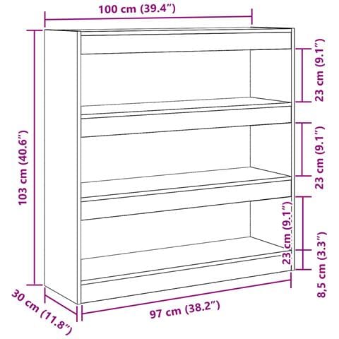 Mobile Libreria/Divisore - Legno rustico - 100x30x103cm - Legno ingegnerizzato - Foto 9