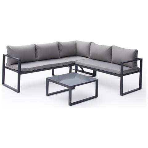 Set Di Mobili Da Giardino Modulari Ibiza In Tessuto Grigio 4 Posti - Alluminio Antracite - Foto 1