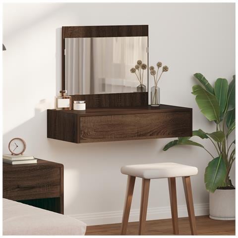 Tavolo da toeletta appendibile in rovere marrone 83x40x70 cm - Foto 2