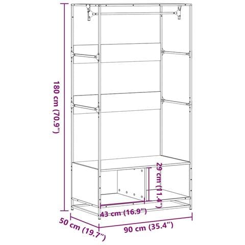 Armadio Rovere Marrone 90x50x180 cm in Truciolato - Foto 9