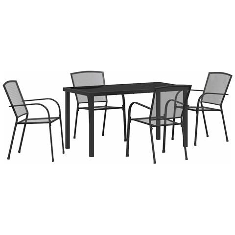 Set da Pranzo per Giardino 5 pcs Antracite Acciaio - Foto 1