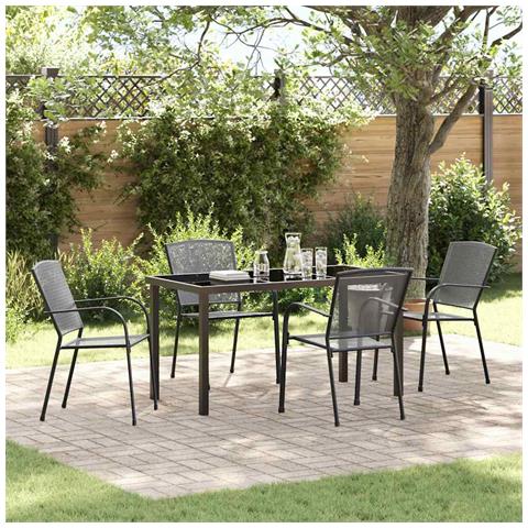 Set da Pranzo per Giardino 5 pcs Antracite Acciaio - Foto 2