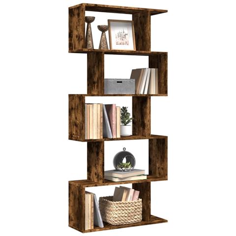 Libreria 5 Ripiani Rovere Fumo 70x24x161 cm in Truciolato - Foto 2