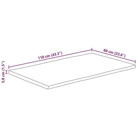 Piano Tavolo 110x60x3,8 cm Bordi Vivi in Legno Massello Mango - Foto 9