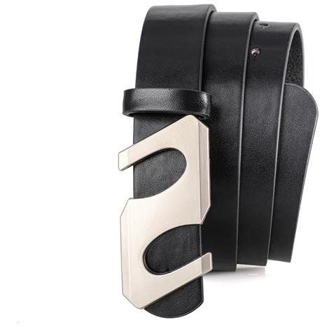 Elegante Cintura Con Fibbia A S - Cintura In Pelle Pu Con Fibbia A S In Lega Per Jeans E Abiti Black - Foto 1
