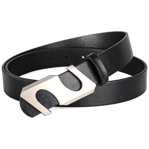 Elegante Cintura Con Fibbia A S - Cintura In Pelle Pu Con Fibbia A S In Lega Per Jeans E Abiti Black - Foto 3
