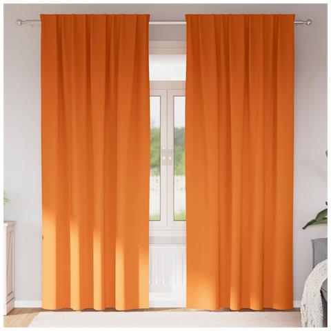 Tende con tende 2 pcs Arancione Vivo 260x140cm Poliestere - Foto 2