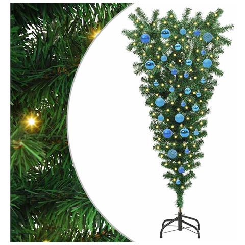 Albero di Natale artificiale pre-illuminato rovesciato con set di palline - Foto 1