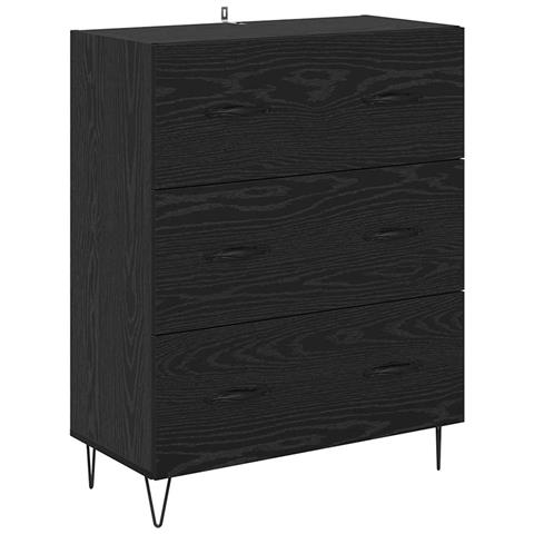Credenza con cassetto Rovere Nero 69,5 x 34 x 90 cm - Foto 1