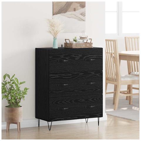 Credenza con cassetto Rovere Nero 69,5 x 34 x 90 cm - Foto 2