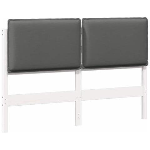 Testiera imbottita Bianco e grigio chiaro 140 cm Pino massello - Foto 1