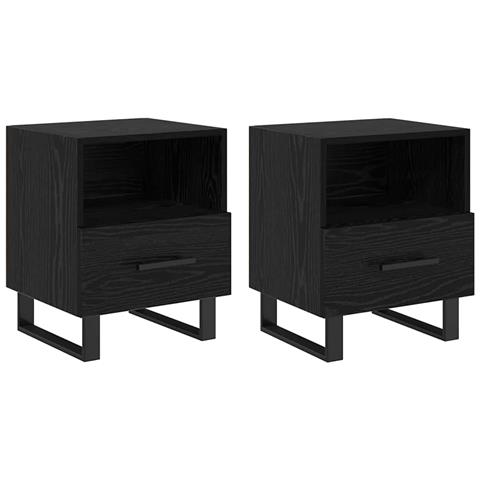 Armadio da Notte 2 pcs Rovere nero 40 x 35 x 47,5 cm - Foto 1