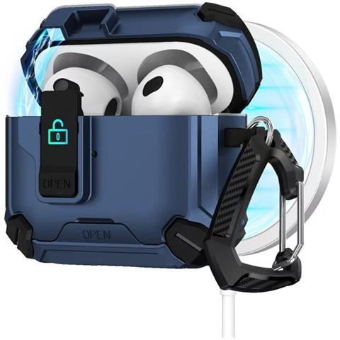 Custodia Magnetica Blu Per Airpods 4: Cover Protettiva In Tpu Pc Con Supporto, Compatibile Con Magsafe - Foto 1