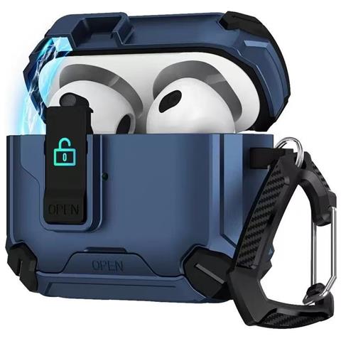 Custodia Magnetica Blu Per Airpods 4: Cover Protettiva In Tpu Pc Con Supporto, Compatibile Con Magsafe - Foto 3