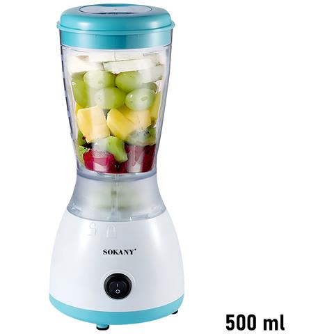 Mini-frullatore 500ml 300w Multifunzione Con Lame Inox, Bianco / Blu - Foto 5
