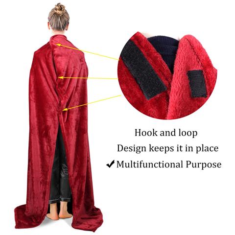 Coperta Indossabile Oversize Con Maniche E Tasca, Chiusura Regolabile A Strappo 150x180cm Red - Foto 7