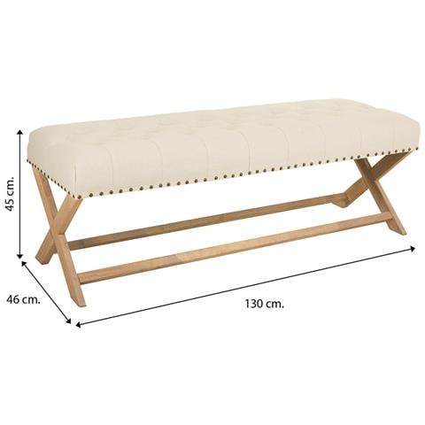 Sgabello Imbottita In Legno Panna 130x46x45h - Foto 6