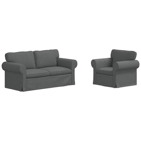 Divano 2 pcs Grigio scuro 175 x 82 x 80 cm Tessuto - Foto 1