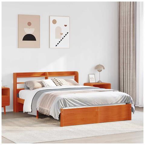 Struttura del letto 2 pcs Marrone cerato Legno di Pino Massello - Foto 2