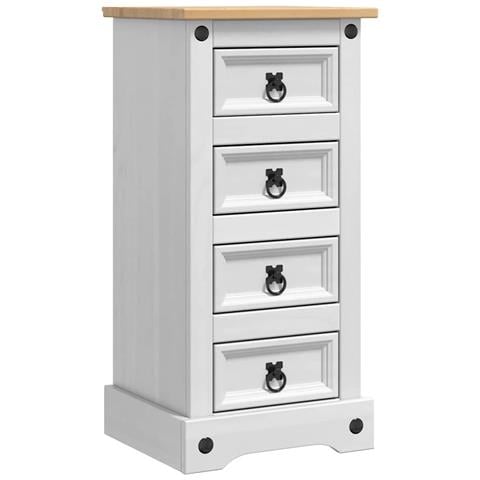 Comodino Corona Bianco 35 x 32,5 x 74 cm Pino massello - Foto 1