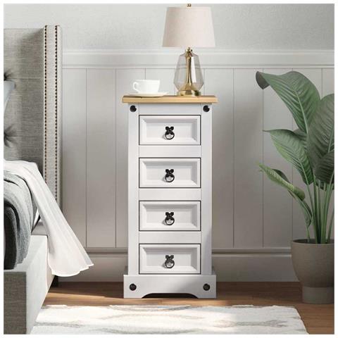 Comodino Corona Bianco 35 x 32,5 x 74 cm Pino massello - Foto 2