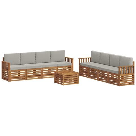 Set divani con cuscino 9 pcs Grigio Naturale e Chiaro - Foto 1