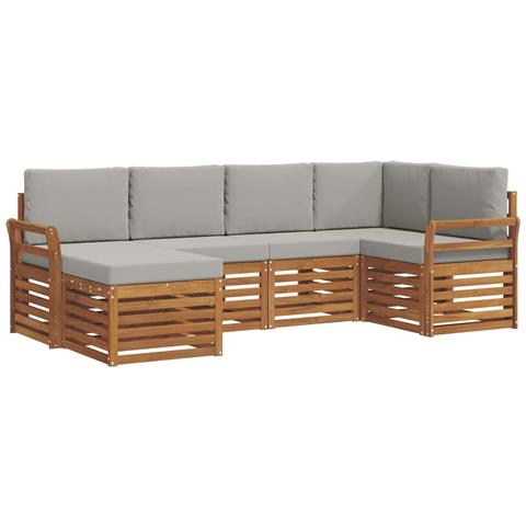 Set divani con cuscino 6 pcs Grigio Naturale e Chiaro - Foto 1