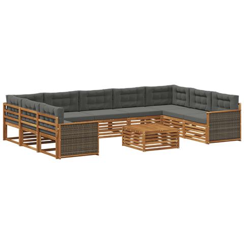 Set di divani da esterno 10 pcs Naturale e Antracite - Foto 1