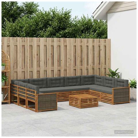 Set di divani da esterno 10 pcs Naturale e Antracite - Foto 2