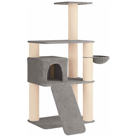 Albero per gatti con pali per graffiare in sisal Grigio Chiaro - Foto 1