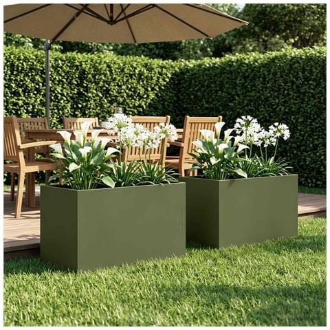 Vaso da giardino 2 pz Verde Oliva 60 x 40 x 40 cm - Foto 2