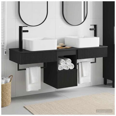 Set di Armadi da Bagno 3 pz Nero 53 x 35 x 39 cm - Foto 2