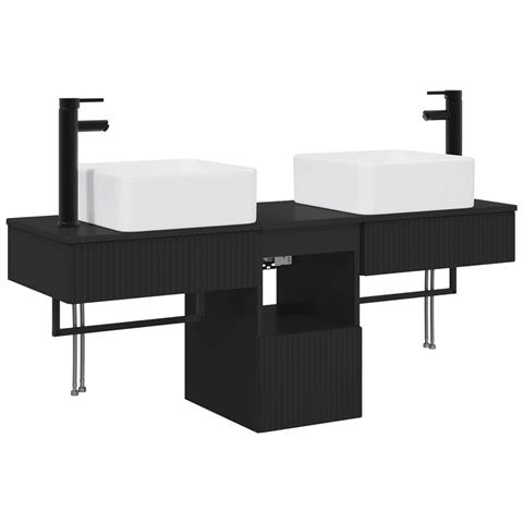 Set di Armadi da Bagno 3 pz Nero 53 x 35 x 39 cm - Foto 1