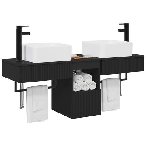 Set di Armadi da Bagno 3 pz Nero 53 x 35 x 39 cm - Foto 10