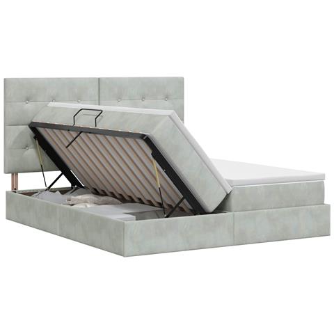 Letto con Contenitore Grigio Chiaro 180 x 200 cm Velluto - Foto 1