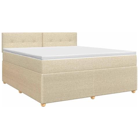 Letto box spring con materasso Crema 140 x 190 cm Tessuto - Foto 1