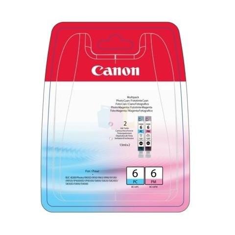 BCI-6 PC / PM Cartuccia Ink Originale Ciano Magenta per Canon PIXMa iP6000D Capacità 660 Pagine Blister 2 pezzi - Foto 1