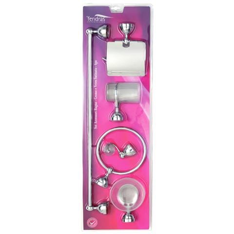 Set accessori bagno cromo / vetro satinato, 6 pezzi - Foto 6