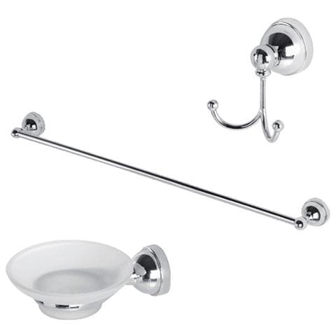 Set accessori bagno cromo / vetro satinato, 6 pezzi - Foto 1