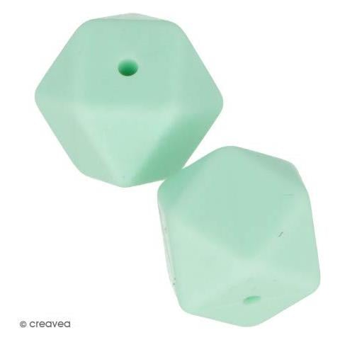 Perlina Di Silicone Esagonale X 2 - 17 Mm - Verde Acqua - Foto 1