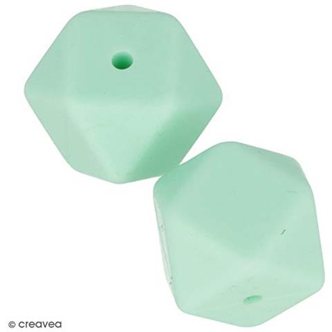 Perlina Di Silicone Esagonale X 2 - 17 Mm - Verde Acqua - Foto 2