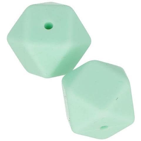 Perlina Di Silicone Esagonale X 2 - 17 Mm - Verde Acqua - Foto 4