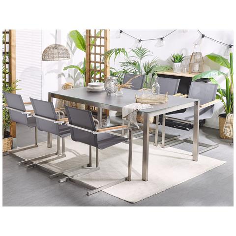 Set Di 6 Sedie Da Giardino Grigie Cosoleto - Foto 14