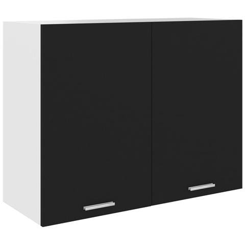 Mobile Pensile “Lyon” Nero 80x31x60 cm in Legno Multistrato - Foto 1